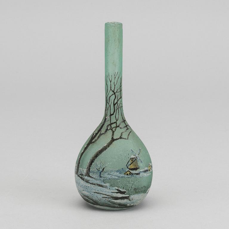 ANDRÉ DELATTE, vas signerad syraetsat glas Art Nouveau tidigt 1900-tal.