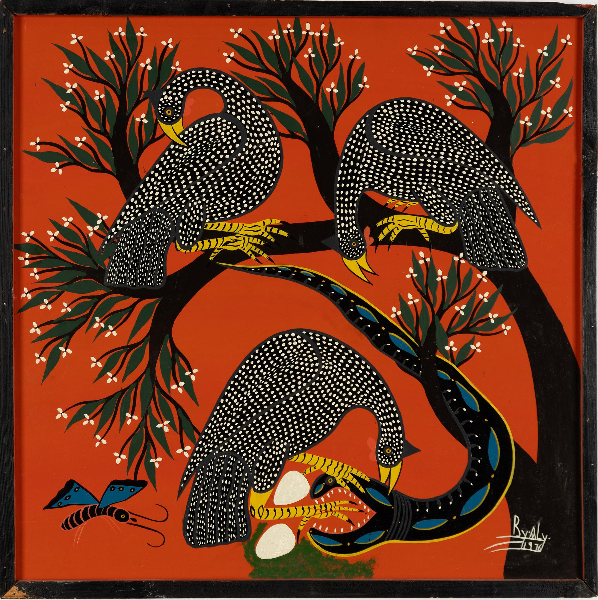 Aly, Tingatinga painting, Exotic Birds.
