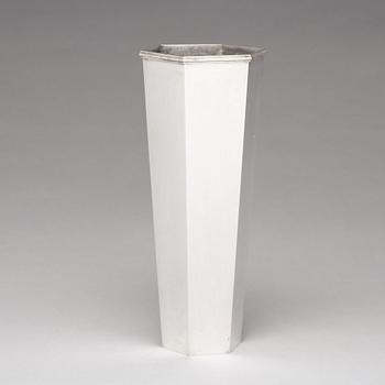 Wiwen Nilsson, a sterling silver hexagonal vase, Lund, Sweden 1965.