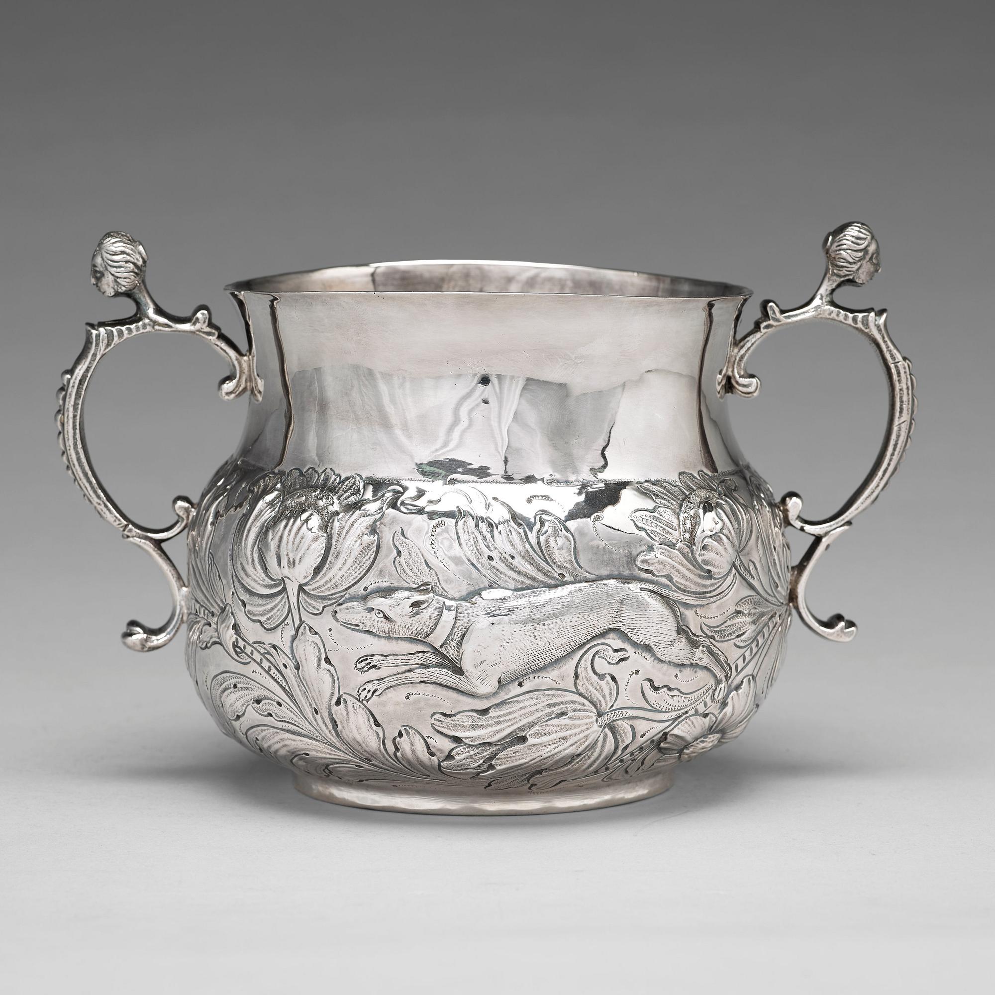 "Porringer", silver London 1664, mästarstämpel TA sannolikt för Thomas Aylinge.