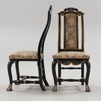 A pair of Swedish late Baroque 18th century chairs.