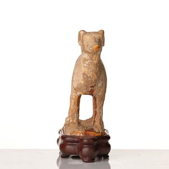 A pottery figure of a dog, Tang dynasty (618-907).