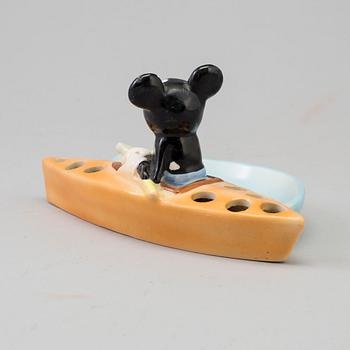 A mid 20th century Mickey Mouse porcelain ash tray.