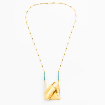 Björn Weckström, a necklace "Kardinal", 18K gold and platinum with opal details, Finland 1979. For Lapponia.