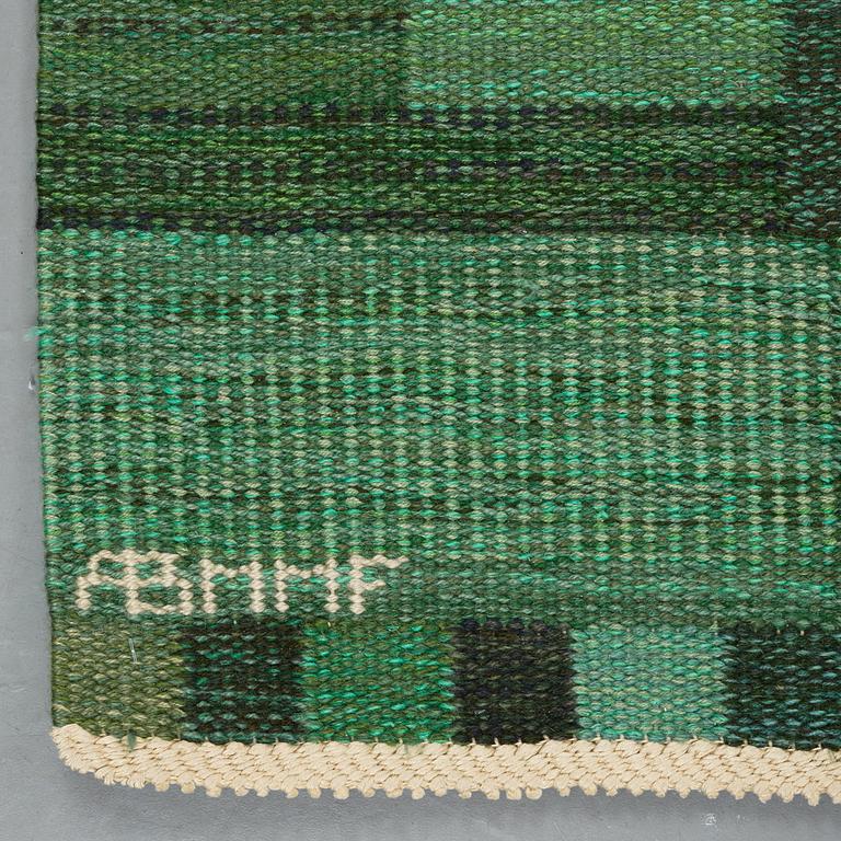 Marianne Richter, matto, "Fasad, grön II", flat weave, ca 240-241,5 x 187-189,5 cm, signed AB MMF MR.