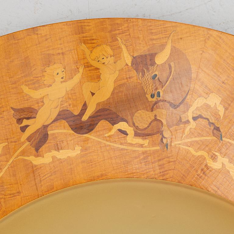 Birger Ekman, ceiling, Mjölby Intarsia, 1930s.