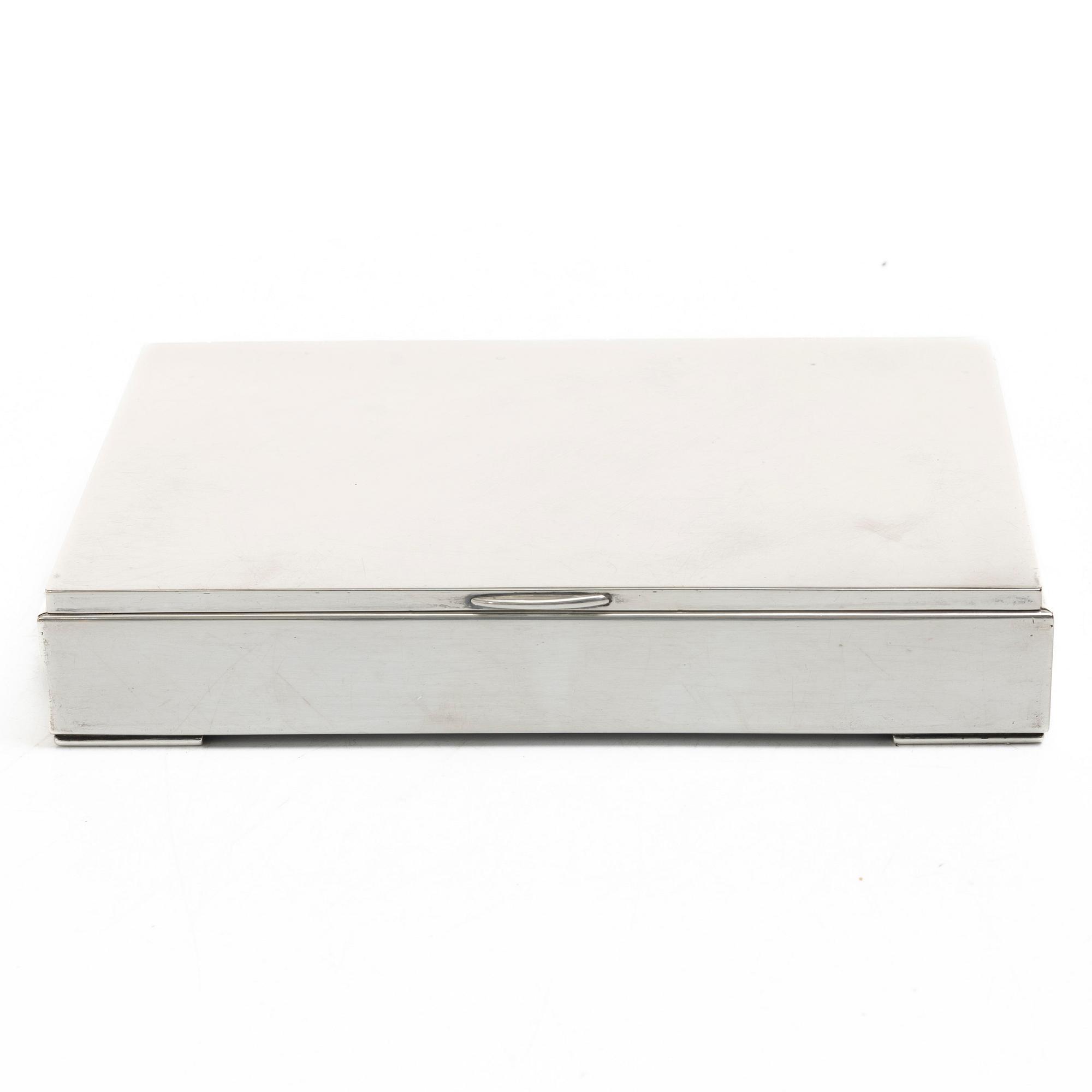 A 20th century sterling silver cigar-box.