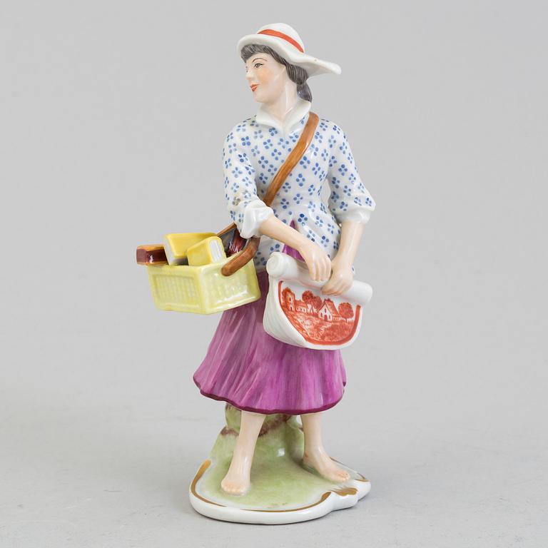 A Ludwigsburg porcelain figure of a street vendor, Germany, 1970's.