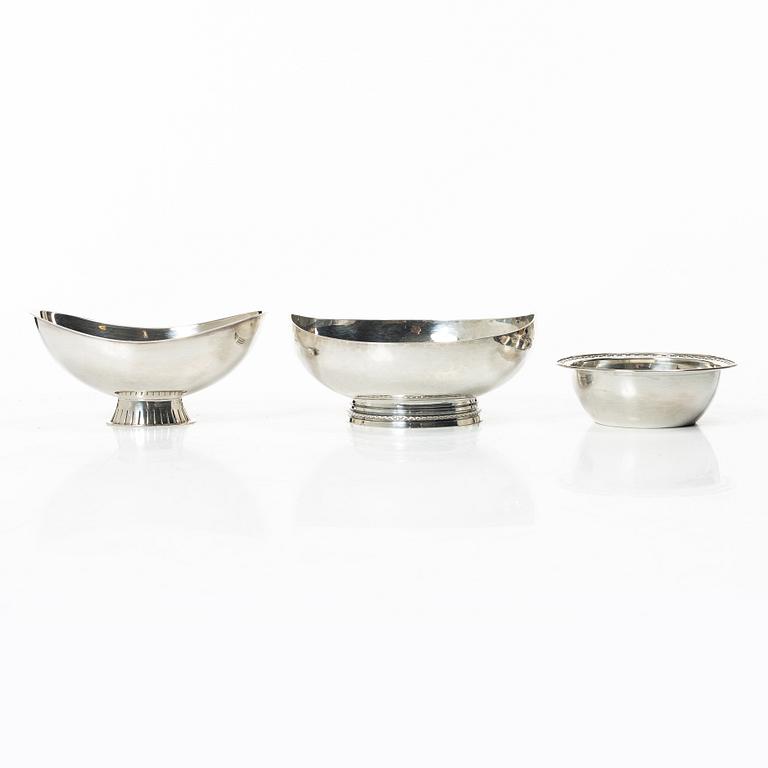 Three silver bowls, mid-20th century.