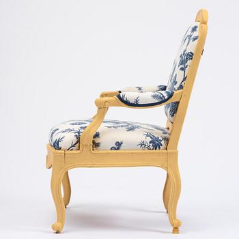 A Swedish rococo fauteuil, Stockholm, later part 18th century.
