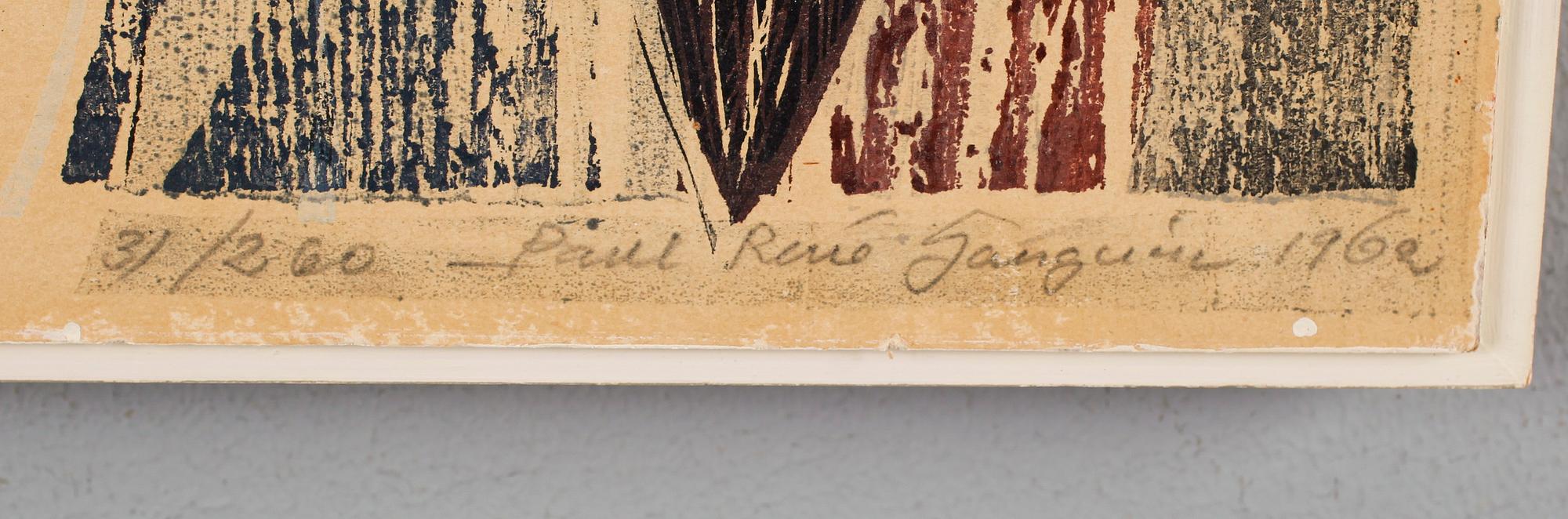 PAUL RENÉ GAUGUIN, träsnitt, signerad och daterad 1962, numrerad 31/260.