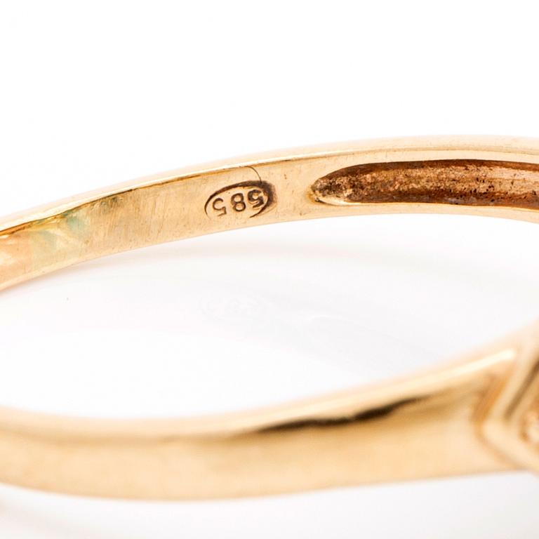 EARRINGS 14 K gold turquoises, diamonds approx 0,01 ct.