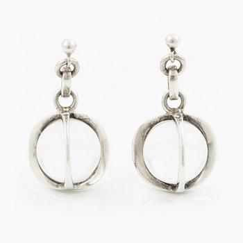 Sven-Erik Högberg, attributed to, a pair of earrings, silver with white stones. Gothenburg.