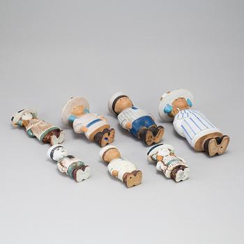 A set of seven "Sekelskifte" stoneware figurines by Lisa Larson for Gustavsberg.