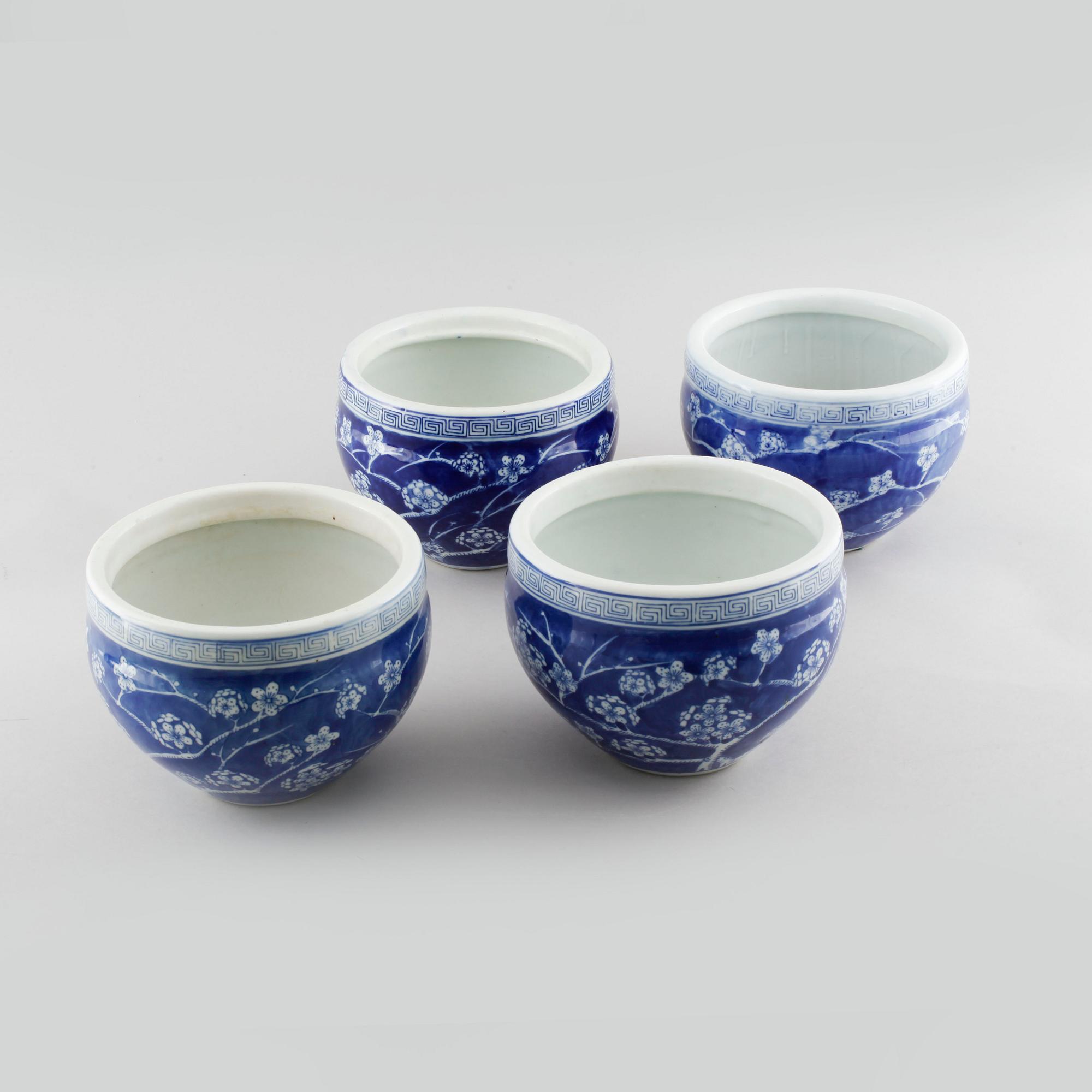 Four Chinese 20th century flower pots.