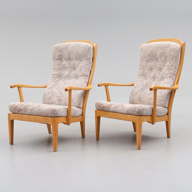 KARMSTOLAR, 1 par, "Stora Fjäderbrickan", Carl Malmsten, 1900-talets andra hälft.