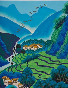 Cheng Minsheng, "VIllage in a mountainious landscape".
