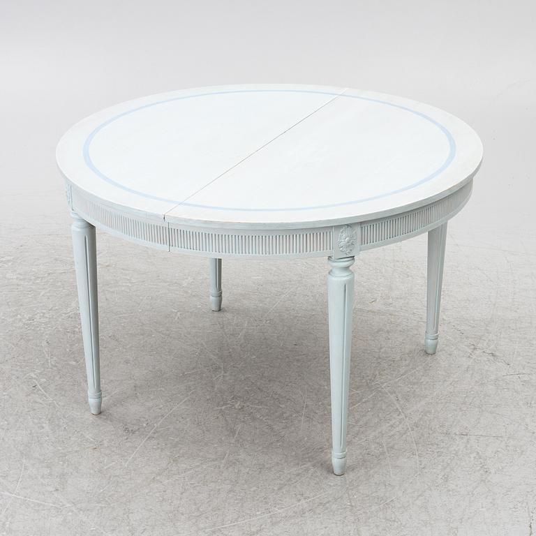 A Gustavian style seven-piece dining suite, mid-20th Century.