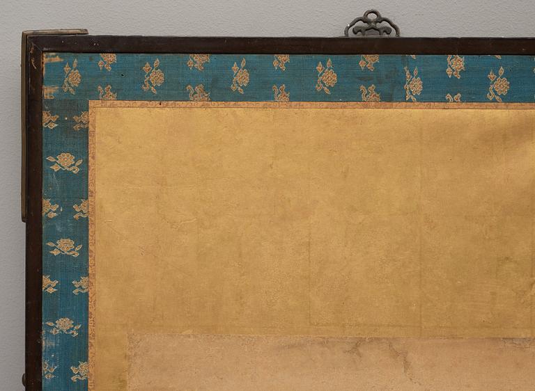 A Japanese six fold screen, Edo period (1603-1868).