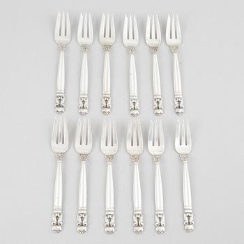 Georg Jensen, sterling silver cutlery, 21 pieces, model 'Acorn/Konge', design Johan Rohde, Copenhagen after 1945.