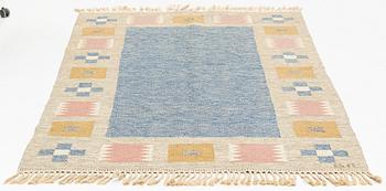 Birgitta Södergren, probably. A Swedish flat weave carpet, signed, circa 203 x 135 cm.