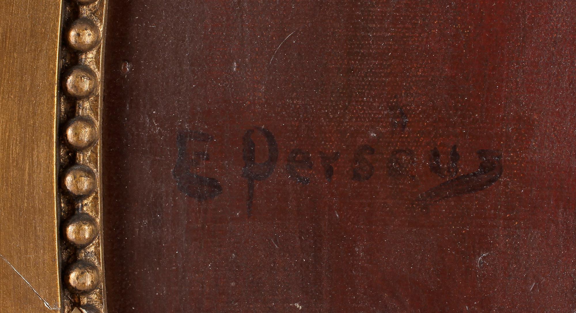 EDVARD PERSÉUS, ett par, olja på duk, sign E. Perséus, 1800-tal.