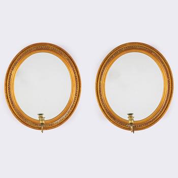 Spegellampetter, ett par, gustaviansk stil, 1900-tal.