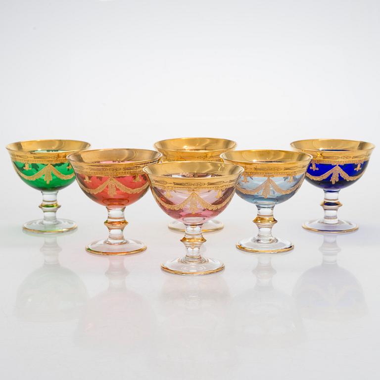 Six footed dessert bowls, Griffe Montenapoleone, Italy, last quarter of the 20th century.