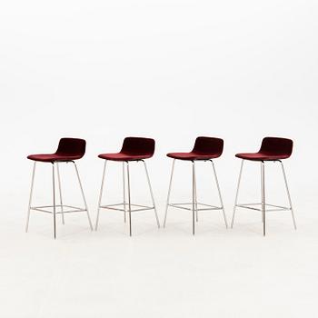 Hee Welling and Gudmundur Ludvik bar stools, 4 pcs "Pato Sledge" for Fredericia, contemporary.