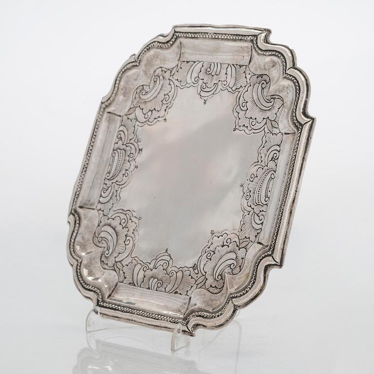A Russian mid-18th-century silver salver, maker's mark of Fedor Petrov, Moscow 1756.
