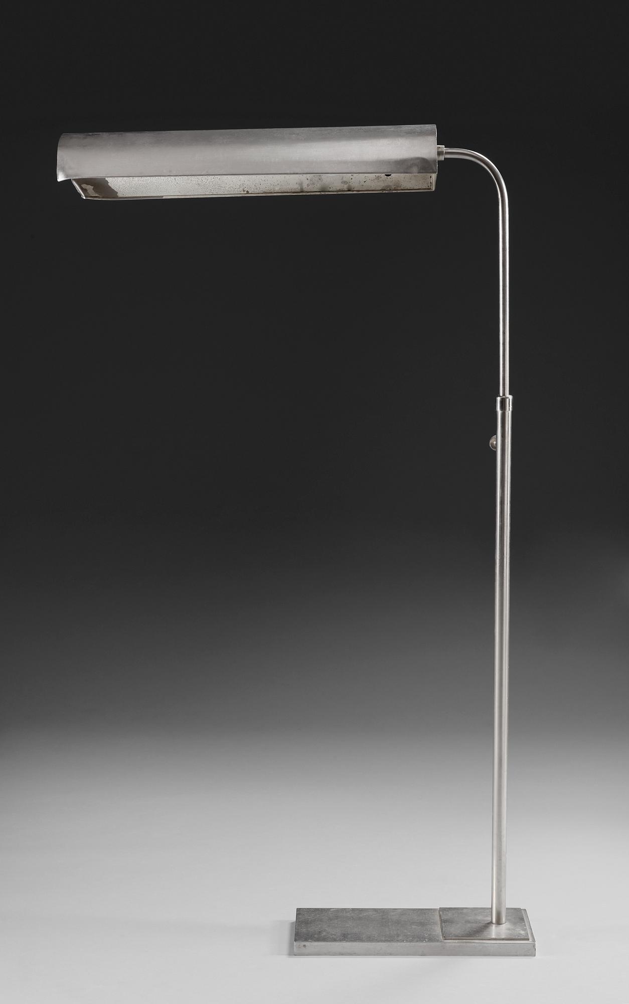 An Uno Åhrén white metal floor lamp, Svenskt Tenn, early 1930's.
