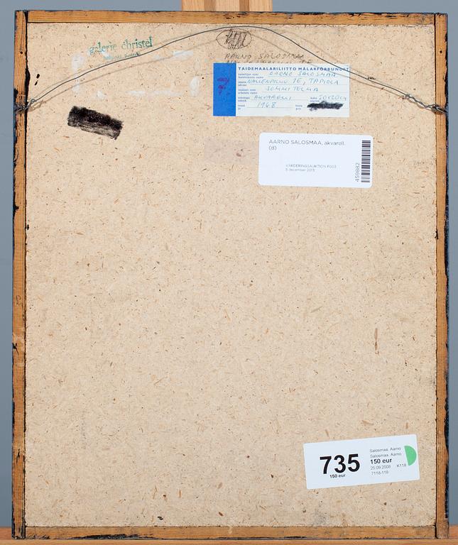 AARNO SALOSMAA, akvarell på papper, uppfodrad på skiva, signerad och daterad -68.