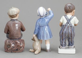 FIGURINER, 3 st, porslin, Dahl Jensen, Danmark, 1900-tal.