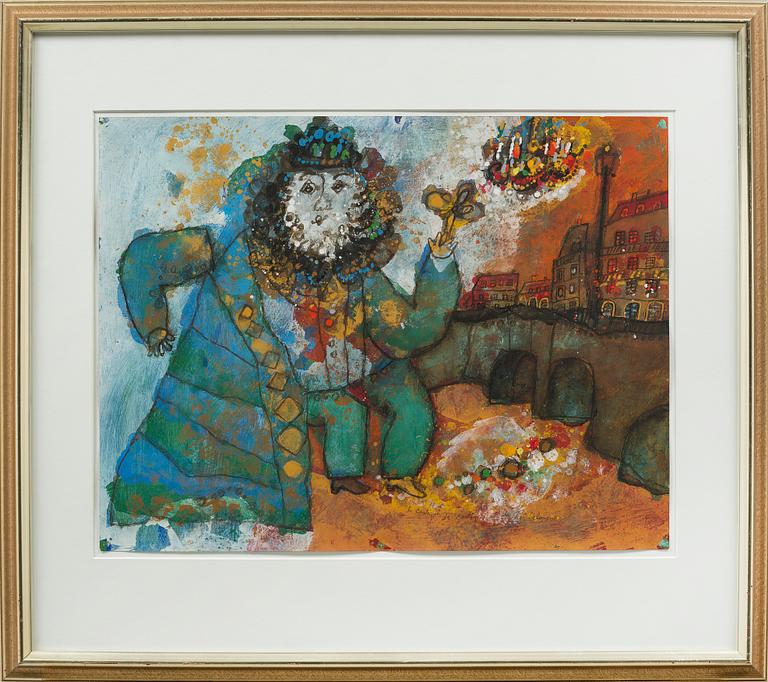 gouache, signed and dated -76.