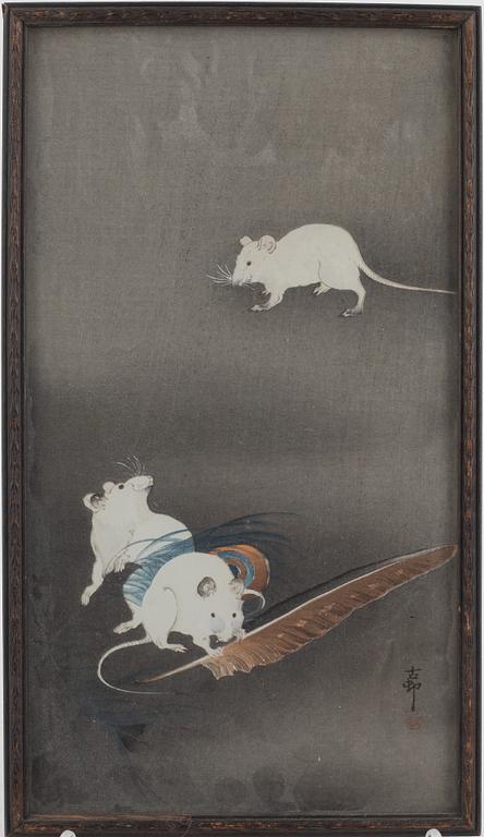 Ohara Koson, "Three White Mice".