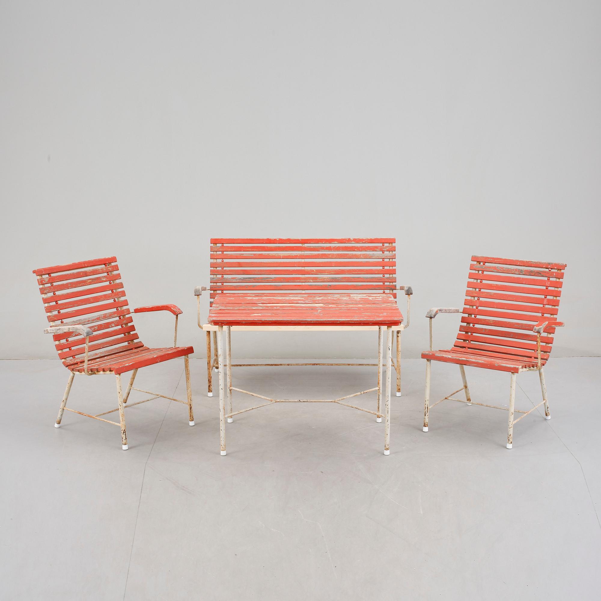 TRÄDGÅRDSGRUPP, 4 delar, 1950-tal.