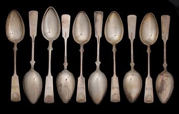 BESTICKUPPSÄTTNING, 49 delar, silver, "Musslan", Finland 1920-30-tal. Vikt ca 1308 g.