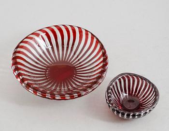 SKÅLAR, 2 st, glas, "Ariel", Edvin Öhrström, Orrefors, signerade.