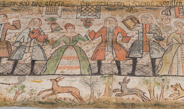 A FOLK ART WALL PAINTING FROM 1762. Sweden.