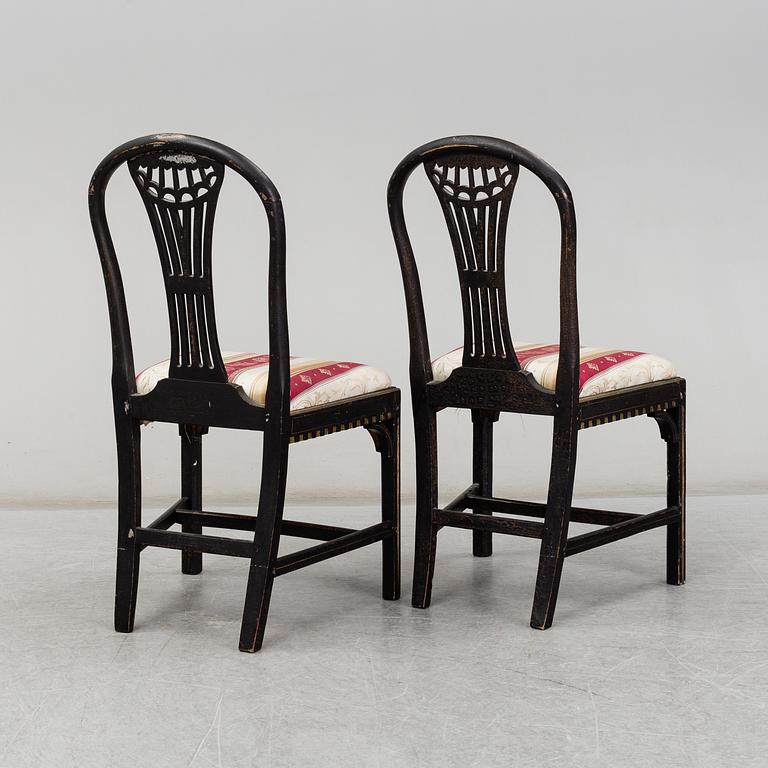 A pair of late Gustavian chairs, circa 1800.