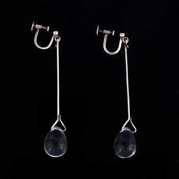 Vivianna Torun Bülow-Hübe, "dew drop" earrings, silver and glass drops.