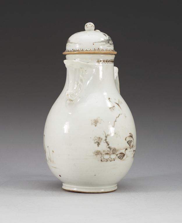 A Grisaille coffee pot with cover, Qing dynasty, Qianlong (1736-95).