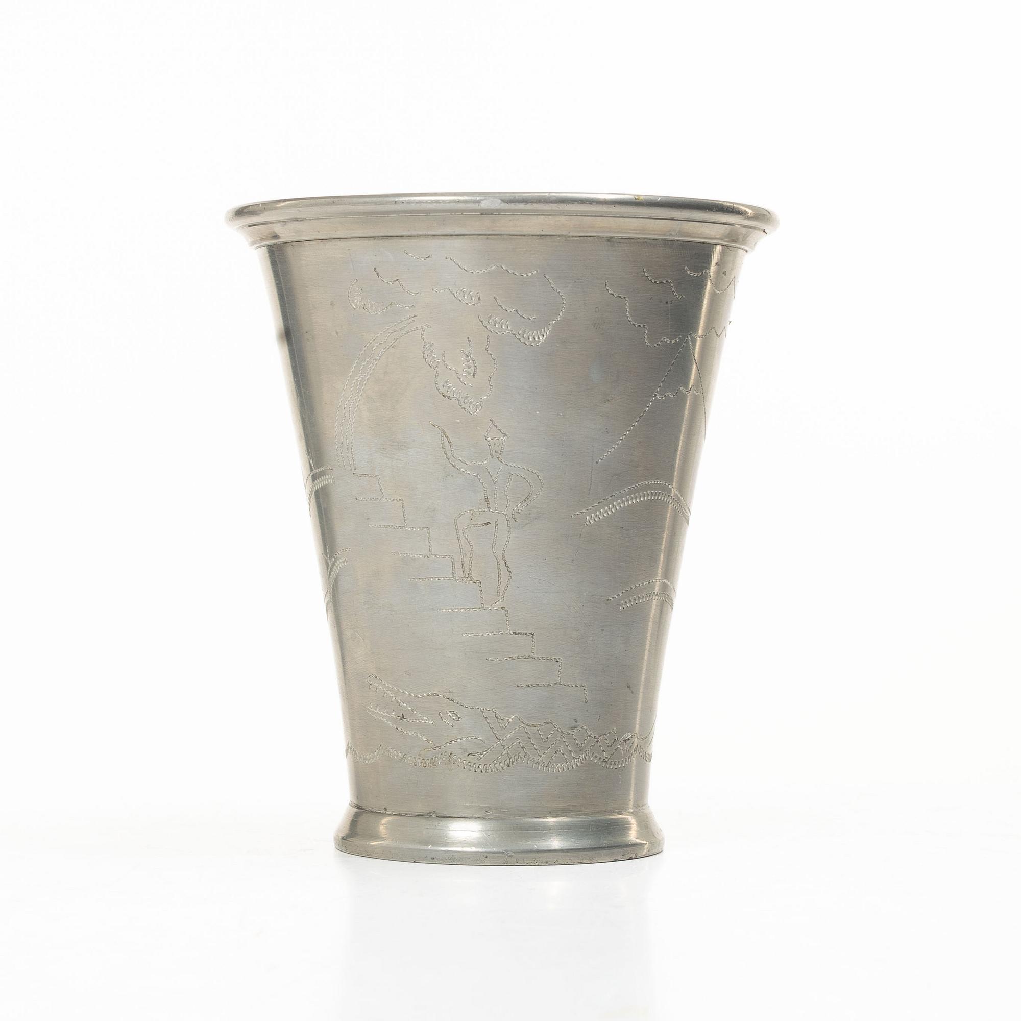 Nils Fougstedt, a pewter vase/ beaker, Firma Svenskt Tenn, model no A 40.