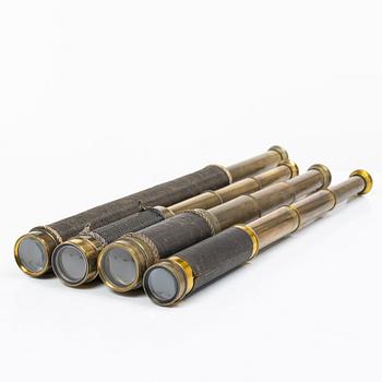 Four telescopes, 19th/20th century, one marked CG Collin, Stockholm.