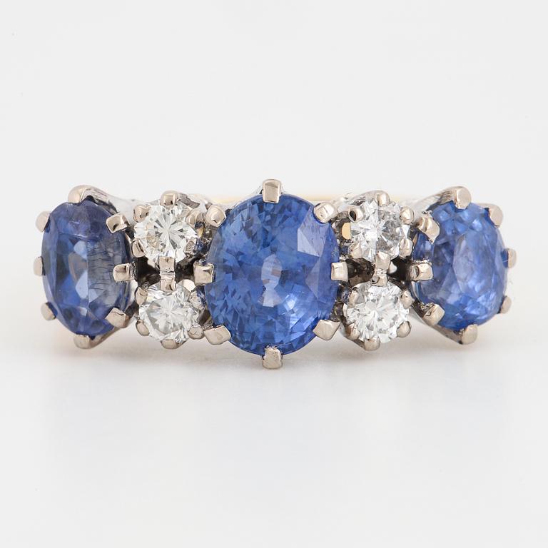 Sapphire and brilliant-cut diamond ring.