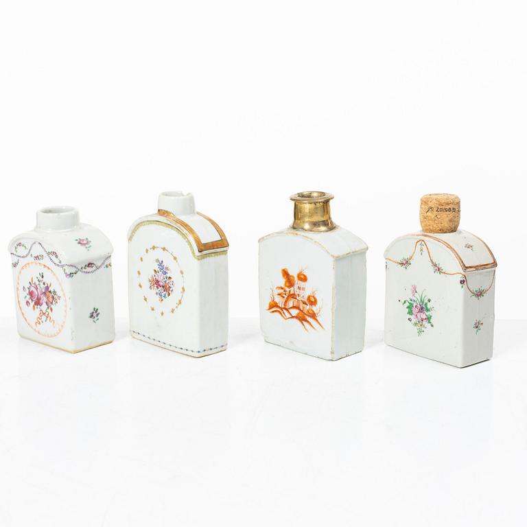 Four porcelain tea caddies, China, Qianlong (1736-95).