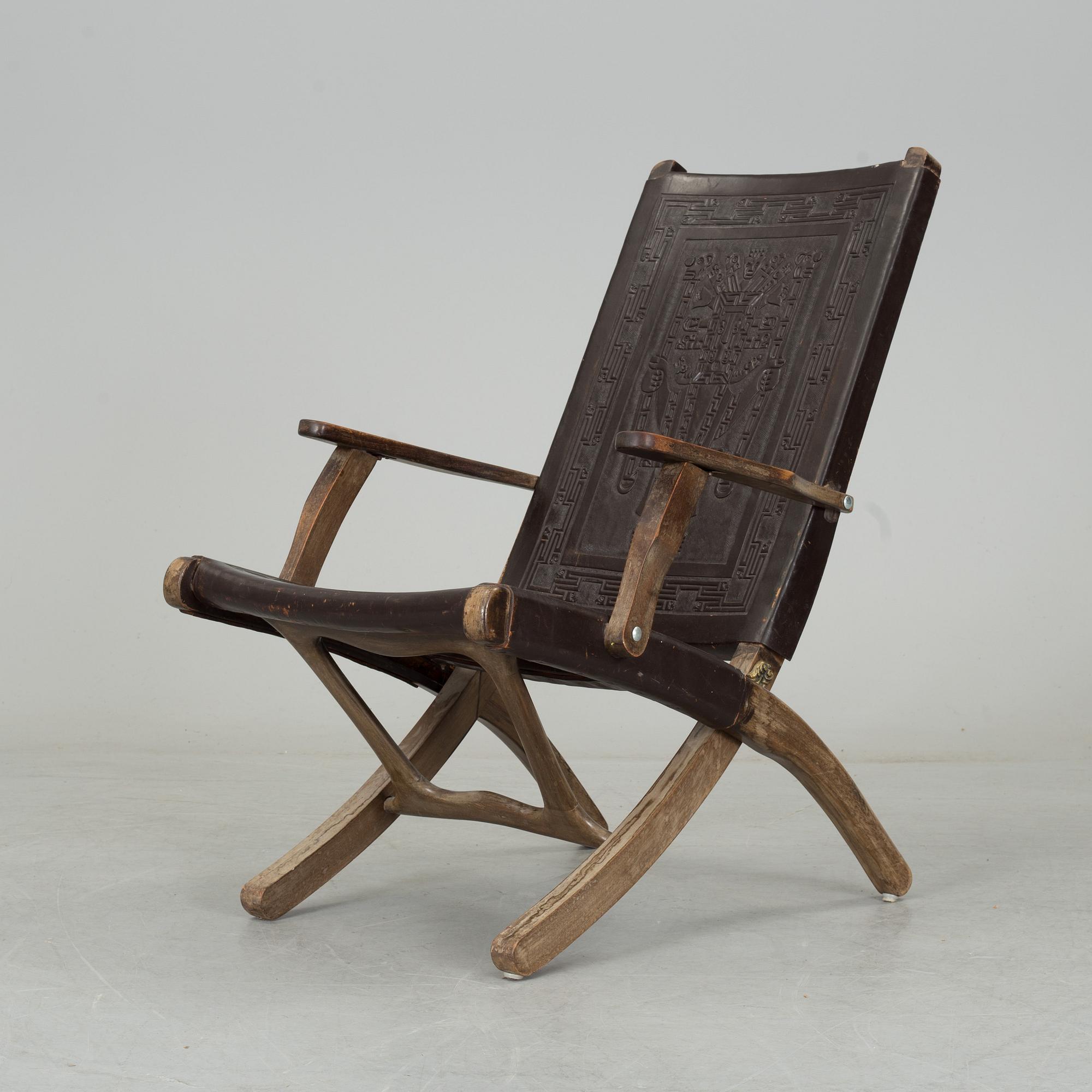 A South American folding chair, mid 20th century.