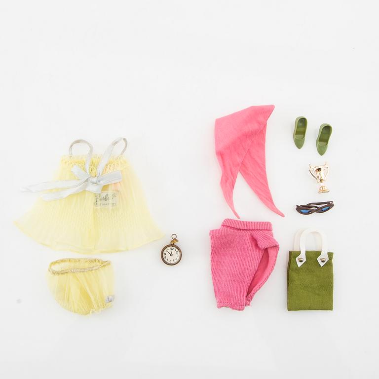 Barbie, docka, vintage "Ponytail" med diverse kläder och accessoarer, garderob och box, Mattel 1960.