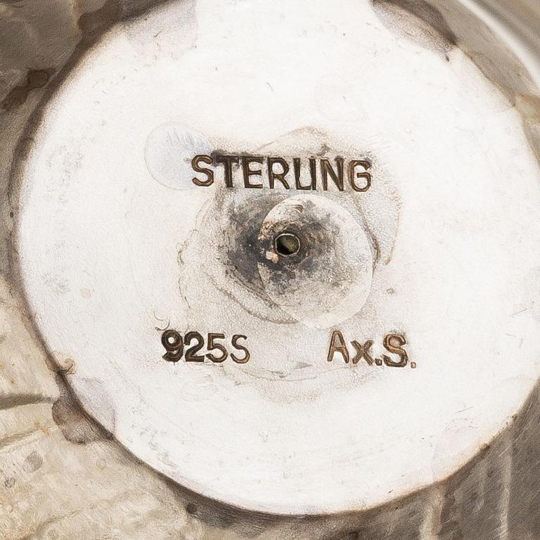 A pair of Rococo style sterling silver candelsticks, Swedish import mark.