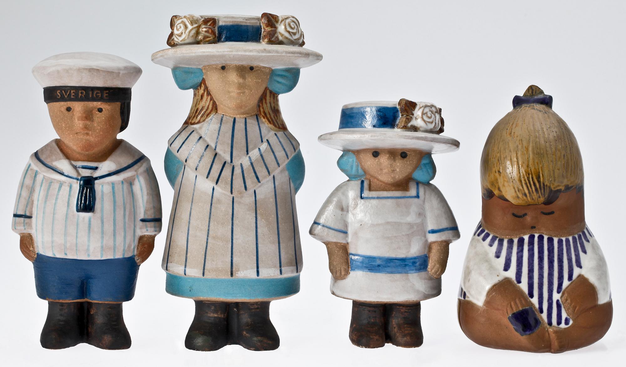 FIGURINER, 4 st, stengods. Lisa Larson, Gustavsberg.